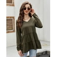thumbnail image 4 of HA-EMORE Babydoll Tops for Women Solid Color Ruffle Shirts Long Sleeve V Neck Peplum Top Summer Casual T Shirts Swing Tunic Blouse, 4 of 7