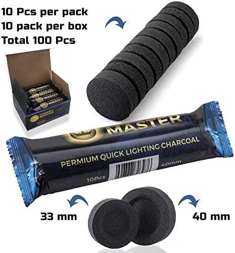 Quick Light Charcoal Tablets for Incense – 33mm Capsules – Charcoal Disk Lights – Instant Fire Coal Tablets – Set of 100 Charcoal Disks per Box$$Home Decor, Kitchen, & Other