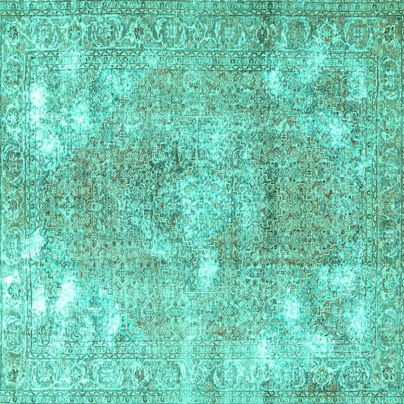 Ahgly Company Indoor Square Persian Turquoise Blue Traditional Area Rugs, 6' Square