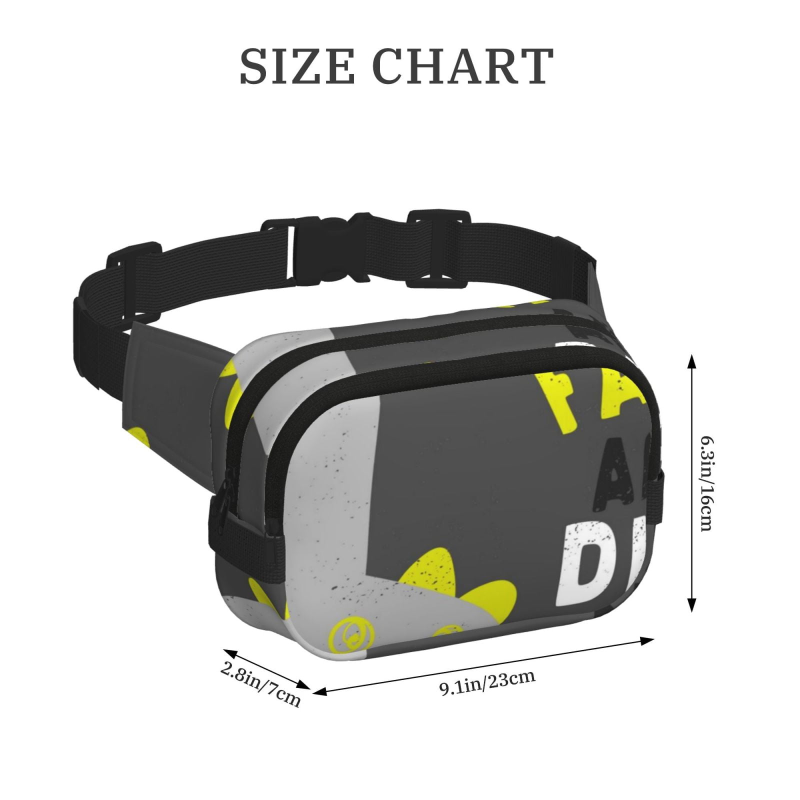 Picia Cute Dinosaur Print Square Double-Layer Waist Bag Mini Adjustable Waist Belt Bag Exercise Running Travel Hiking