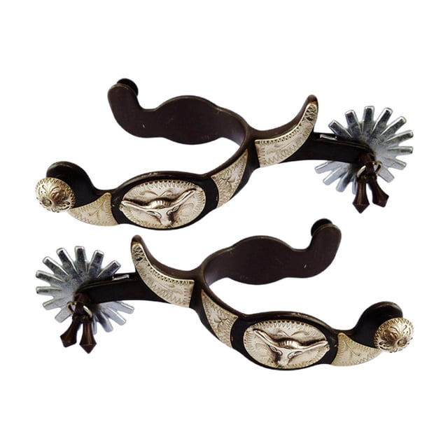 2x Horse Spurs Anti Rust Western Style Spur for Accessories Anti rust Farm Competition Equipments Dark Brown