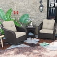 thumbnail image 3 of MeetLeisure Outdoor Swivel Rocker Wicker Patio Chairs Sets of 2 with Table, Beige, 3 of 10