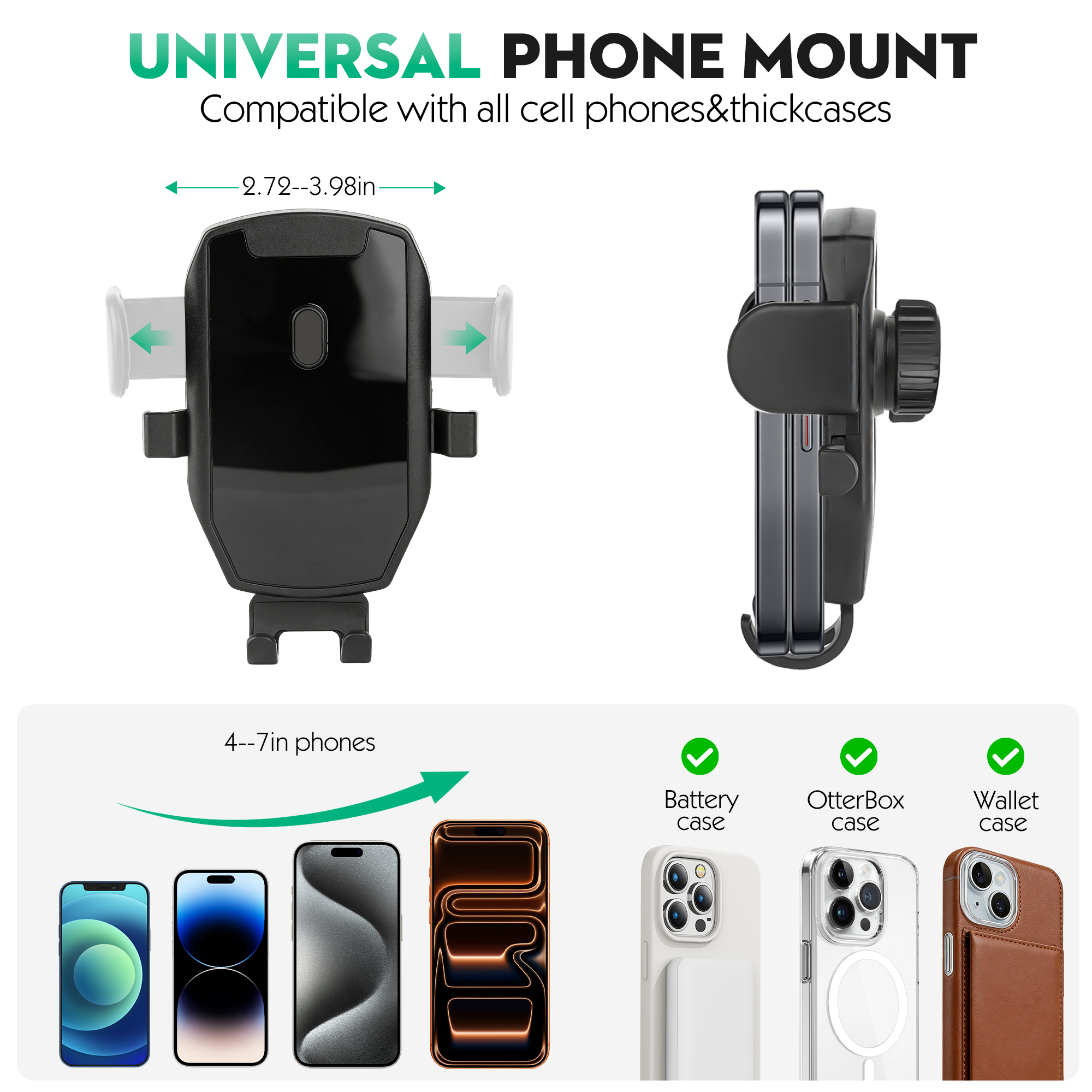 OWNTECH Auto Clamping Car Phone Mount, 360° Rotatable photo 3
