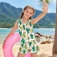 thumbnail image 3 of Xoenoiee Cactus Sunflower Flower Print Girls Swimsuit 2 Piece Girl Tankini Swimwear Swim Shorts Tank Top Set Girl Bathing Suit for Beach Pool Vacation, 8-9 Years, 3 of 7