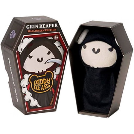 Deddy Bears Halloween Coffin - 5 inch Plush Teddy Bear Stuffed Animal for Travel, Gift, Bedtime for Kids, Teens, Adults - Grinreaper