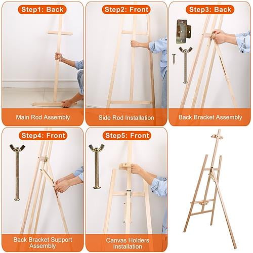 iMountek Painting Easel Stand Wooden Inclinable A Frame Tripod Easel Drawing Stand with 63.4 in-68.9in Adjustable Height Hold Canvas up to 50in