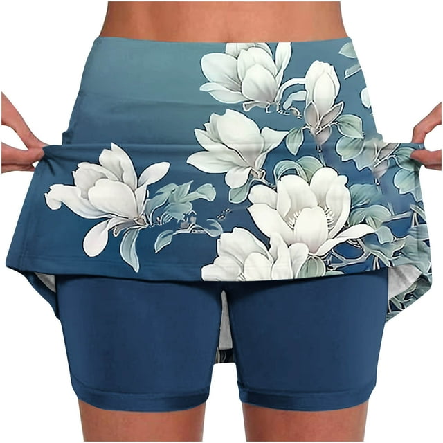Haivin Women's Solid Color Mid Rise Skort, Athletic Casual Shorts for Sports and Daily Wear