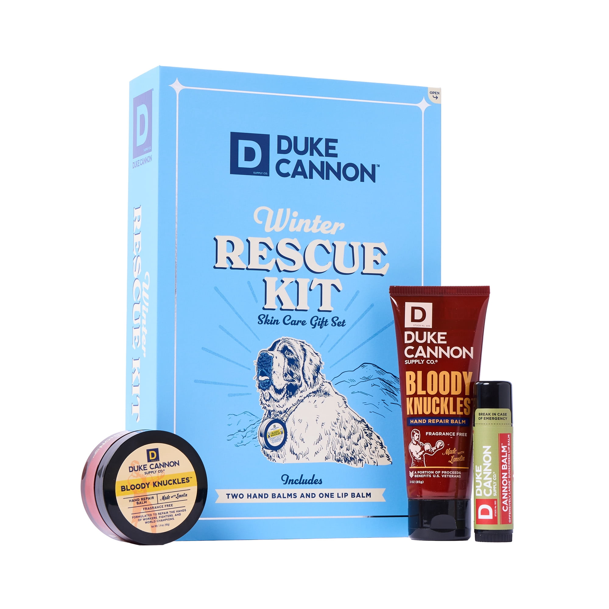 (6 pack) Duke Cannon Men's Winter Rescue Gift Set: Hand Repair & Lip Balm, 3 Pieces