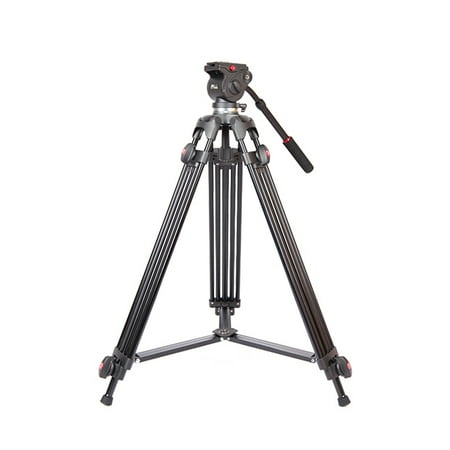 Video Tripod With Fluid Head JY0508A 1.5m Foldable Telescoping Aluminum Alloy DSLR Camera Camcorder Video Tripod with Fluid Drag Head Padded Bag ()