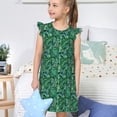 thumbnail image 4 of Fotbe Monstera Leaves Vestido de Dormir para Niñas de 3 a 10 Años, Mangas Cortas, Estilo Princesa, Pijama Camisón con Mangas Voladas-Large, 4 of 6