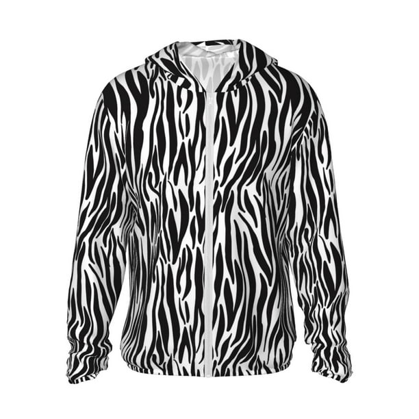 Fotbe Zebra Chaqueta con Protección Solar UPF 50+ para Hombre y Mujer, Camisa con Capucha y Bolsillos-Large