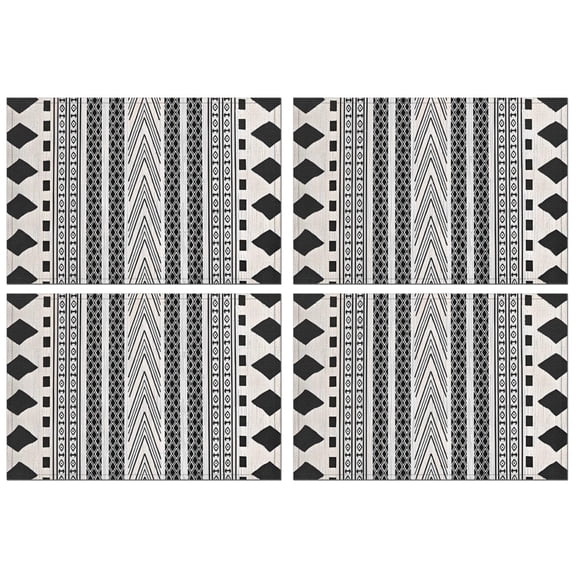 White Geometric Diamond Chevron Pattern Summer Placemats Table Placemats Set Of 4-Linen Kitchen Washable Placemats Table Mats 11.8"x17.7" Non-Slip Heat Resistant