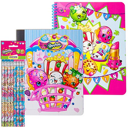 Shopkins Back to School Supply Bundle, 8 Pencils, 1 Spiral Notebook ...