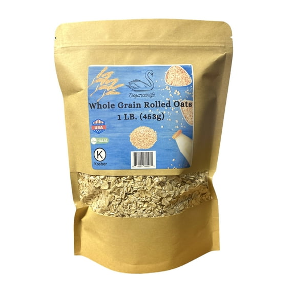 Eleganceinlife Whole Grain Rolled Oats 1 LB. (453g) Made in USA Kosher Halal
