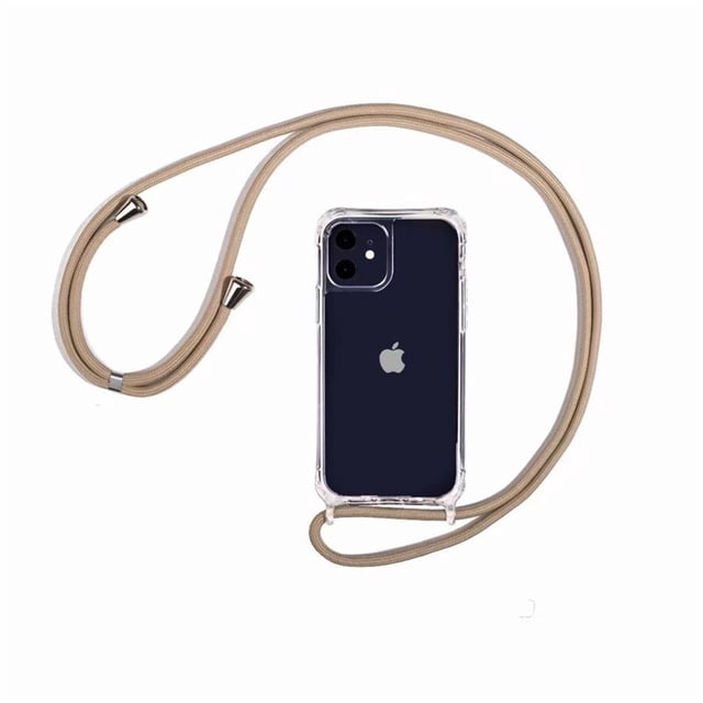 Funda dura transparente con cordón de collar cruzado para iPhone, cubierta suave transparente para iPhone 14 13 12 MiNi 11 Pro Max XS XR X 8 7 Plus SE 3 Fivean unisex