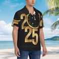 thumbnail image 3 of Honeii 2025 Happy New Year Print Men’s Hawaiian Shirt,Classic Button-Down Short Sleeve Shirt, for Beach, Vacation, and Outdoor Activities,Medium, 3 of 7