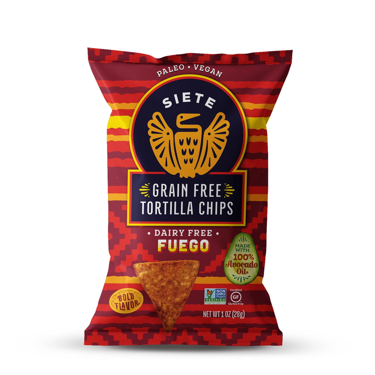 Siete Family Foods Grain Free Tortilla Chips, Fuego Flavor, 1 oz. Bag