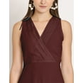 thumbnail image 5 of Moomaya Solid Wrap Style Maxi Dress, Sleeveless V-Neck A-Line Party Dress, 5 of 8