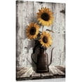 thumbnail image 2 of Rustic Sunflower Canvas Wall Art: Vintage Flower Picture Print Farmhouse Wall Decor - Floral Pot Decorative Poster Framed Artwork Decoration for Bedroom Home Office Ready to Hang 10" x 15", 2 of 6