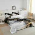 thumbnail image 3 of Black and Gold Full Comforter Set Watercolor Marble Bedding Set Full, Abstract Marbling Bedding Comforter Sets Stone Pattern Duvet Set, Mountain Fluid Foil Print Quilted Comforter, 3 of 6