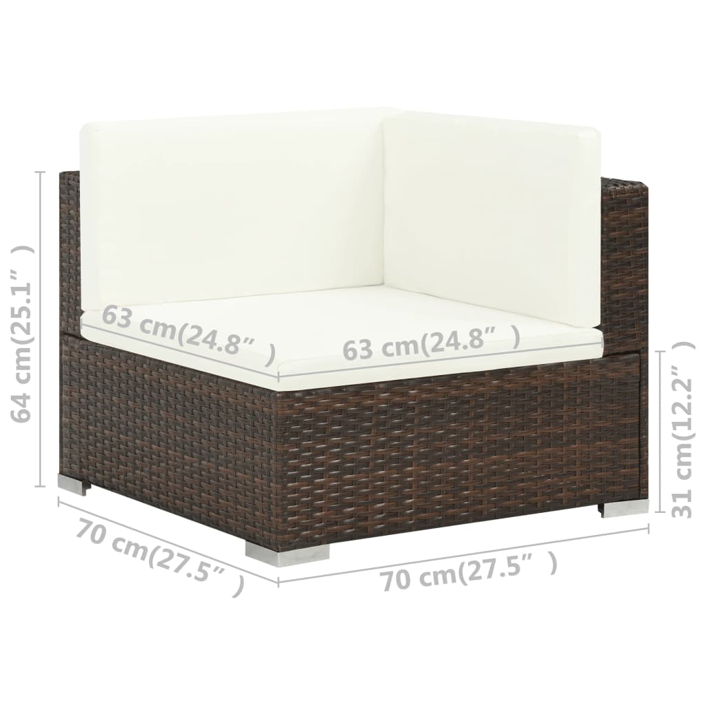 vidaXL Patio Furniture Set 6 Piece Outdoor Sofa with Coffee Table Poly Rattan