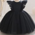 thumbnail image 2 of Yanlir Robe Sans Manches en Maille pour Fille, Couleur Unie, Manches Volantées, Col Rond, Robe de Fête, Vêtements d'Été Respirants et Tendance, Tenue Style Princesse Mignonne (Noir, 5-6 Ans), 2 of 4