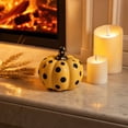 thumbnail image 3 of Orangide Halloween Decor Ceramic Pumpkin Decor Glossy Black Yellow Polka Hand Pumpkins Tabletop Ornaments for Mantel Shelf Fall Tiered Tray Home (M), 3 of 7
