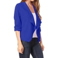 thumbnail image 2 of Women's Casual Office Open Draped Front Blazer Jacket with 3/4 Sleeves S-3XL, 2 of 4