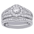 thumbnail image 2 of 14K White Gold Round Solitaire Diamond Halo Wedding Ring Bridal Set 1.15 Ct., 2 of 5