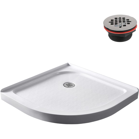 Streamline GB-626-508 36 in. x 36 in. Corner Acrylic Shower Base in Glossy White With Corner Drain, Drain Included