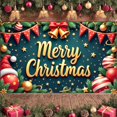 thumbnail image 4 of Golden Letter Christmas Banner Red Green Theme Merry Christmas Banner Christmas Bell Golden Star Holiday Banner for Christmas Party Family Gathering Indoor Decoration, 4 of 7