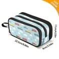 thumbnail image 4 of FORMRS Pencil Case with 3 Compartments Zipper Pouch, Elementary School Level and up, Blue Trains Pattern, 4 of 8