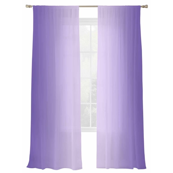 Ombre Sheer Curtains 108 Inches Long 2 Panels Violet Purple Gradient Light Filtering Semi Sheer Window Curtains Drapes for Bedroom Living Room 52"x108"x2
