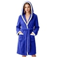 thumbnail image 2 of Sheghy Hooded Long Fleece Womens Robe Thick Absorbent Warm Loungewear Bathrobe, 2 of 7