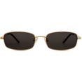 Trendy Cool Luxury Fashion Polarized Retro Gold Wire Frame Rectangle Black Sunglasses Square