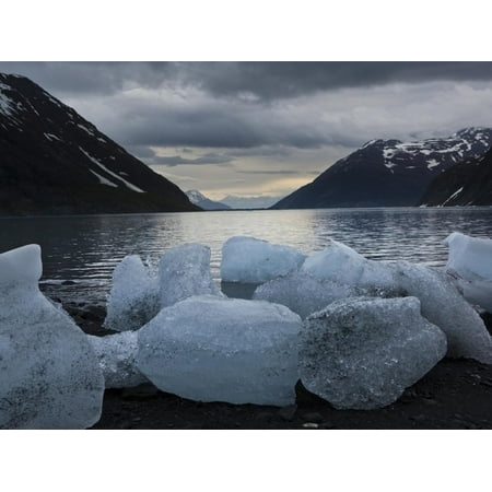 Icebergs Calved by Portage Glacier on the Shore of Portage Lake, Chugach State Park, Alaska. Print Wall Art By Ethan