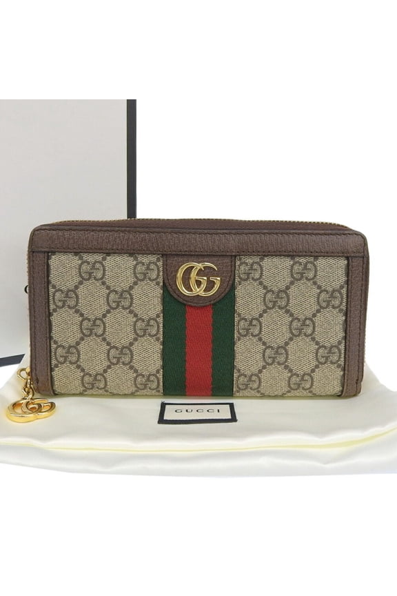 Pre-Owned GUCCI Ophidia Sherry Line GG Marmont Zip Around Wallet 523154 1147 Long (Good)