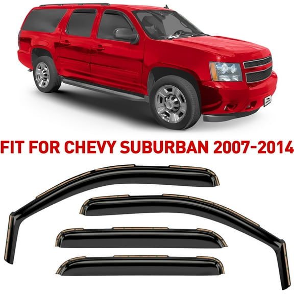 Voron Glass in-Channel Extra Durable Rain Guards for Chevrolet (Chevy) Suburban 1500 2007-2014/Suburban 2500 2007-2013, Window Deflectors, Vent Window Visors, 4 Pieces - 200267