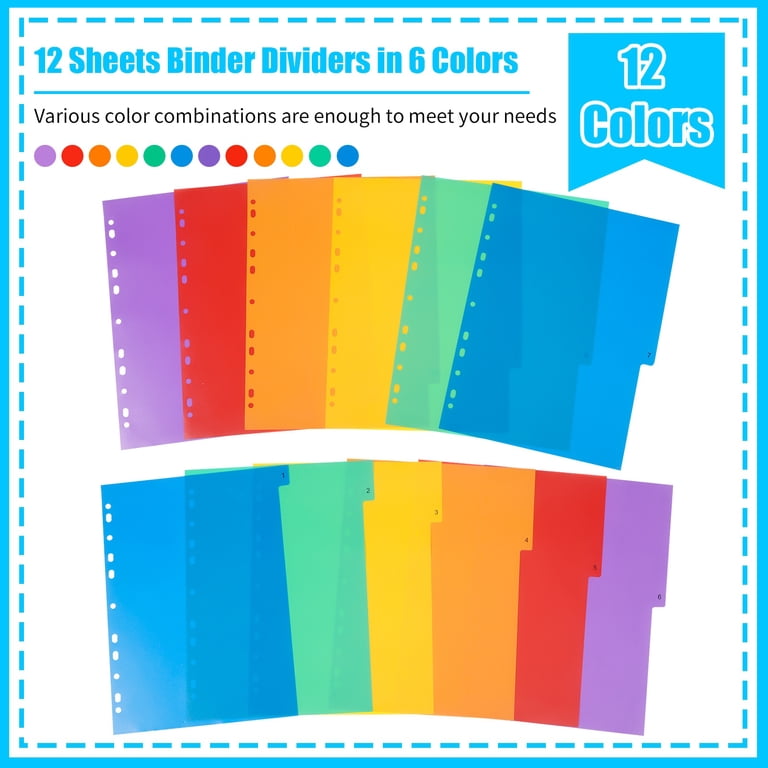 sixwipe 60-Tab Binder Dividers, 5-Set Plastic photo 2