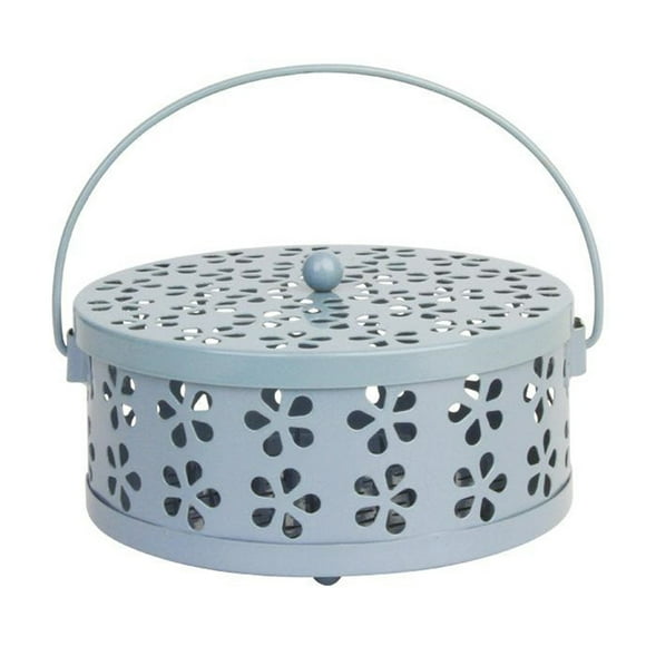 Soporte de espiral para mosquitos portátil retro de hierro con asa, soporte redondo para incienso ignífugo