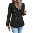 thumbnail image 2 of Fall Winter Tweed Blazers for Women Christmas Fully-Lined Warm Fashion Casual Elegant Work Jacket Coat Pockets, 2 of 12
