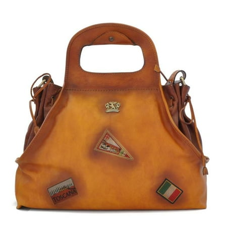 - Pratesi Womens Italian Leather Handbag Gaiole in Cow Leather - Bruce in Cognac