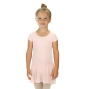 Elowel Girls' Ruffle Short Sleeve Skirted Leotard Baby Pink size-2-4