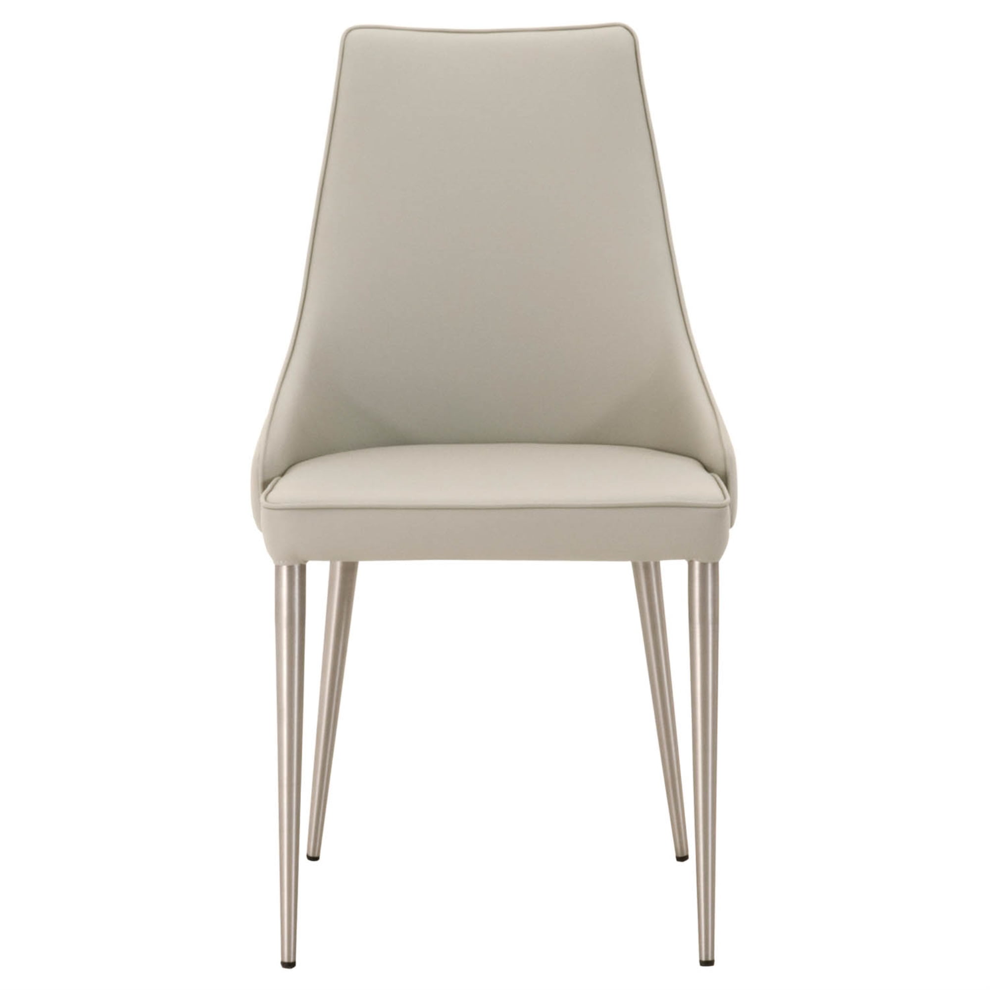 Leather Upholstery Dining Chair With Stainless Steel Base, Gray, Set Of