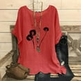 thumbnail image 1 of Qiopertar T-Shirts Imprimés Mode pour Femmes Col Rond Manches Courtes Raglan T-Shirt Ample en Coton Lin Blouses Grandes Économies de Vacances! Liquidation Moins de 5$ Livraison Gratuite, 1 of 5