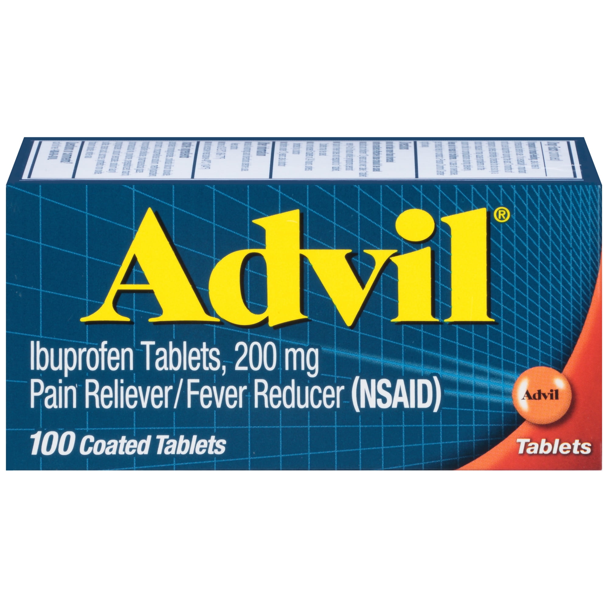 Advil Pain and Headache Reliever Ibuprofen, 200 Mg Coated Tablets, 100 Count