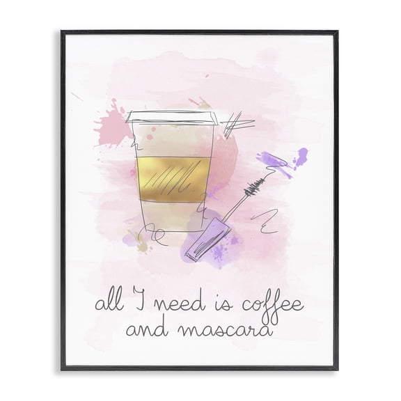 Stupell Industries Need Coffee & Mascara Food & Beverage Painting Black Framed Art Print Wall Art, 11 x 14