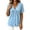 Light Blue, variant on Womens Summer V Neck Linen Short Sleeve Button Down Pleated Blouse Loose Fit Casual Shirt for Office Vacation Black S