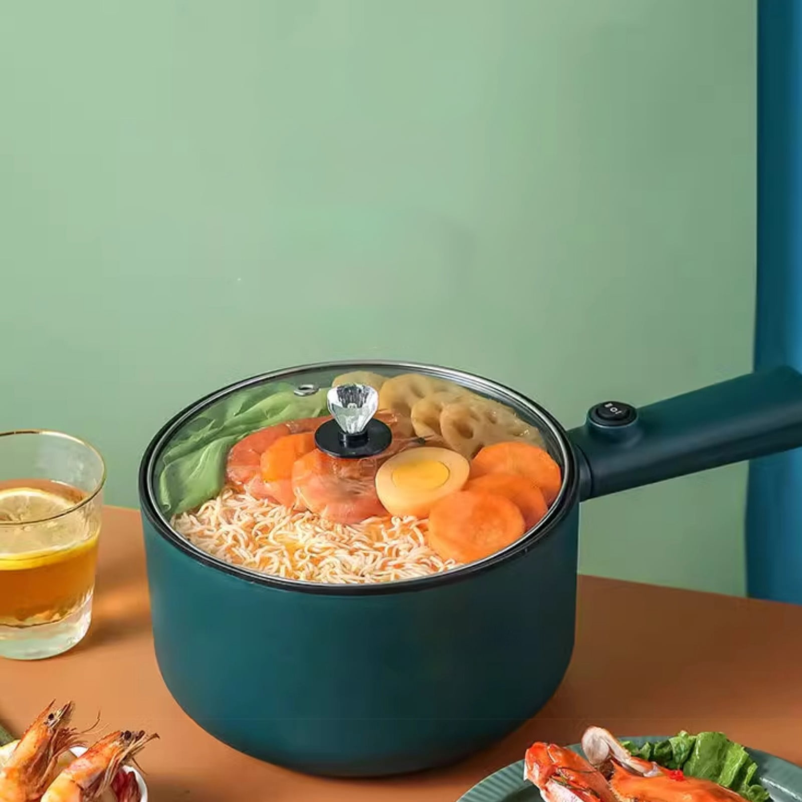 Multifunctional Electric Pot, Portable Cooker for Rice, Pasta, Soup, 1.8L Capacity, 450W Power, Non-Stick Ceramic Coating, Overheat Protection, Ideal for Dorms, Office, Camping