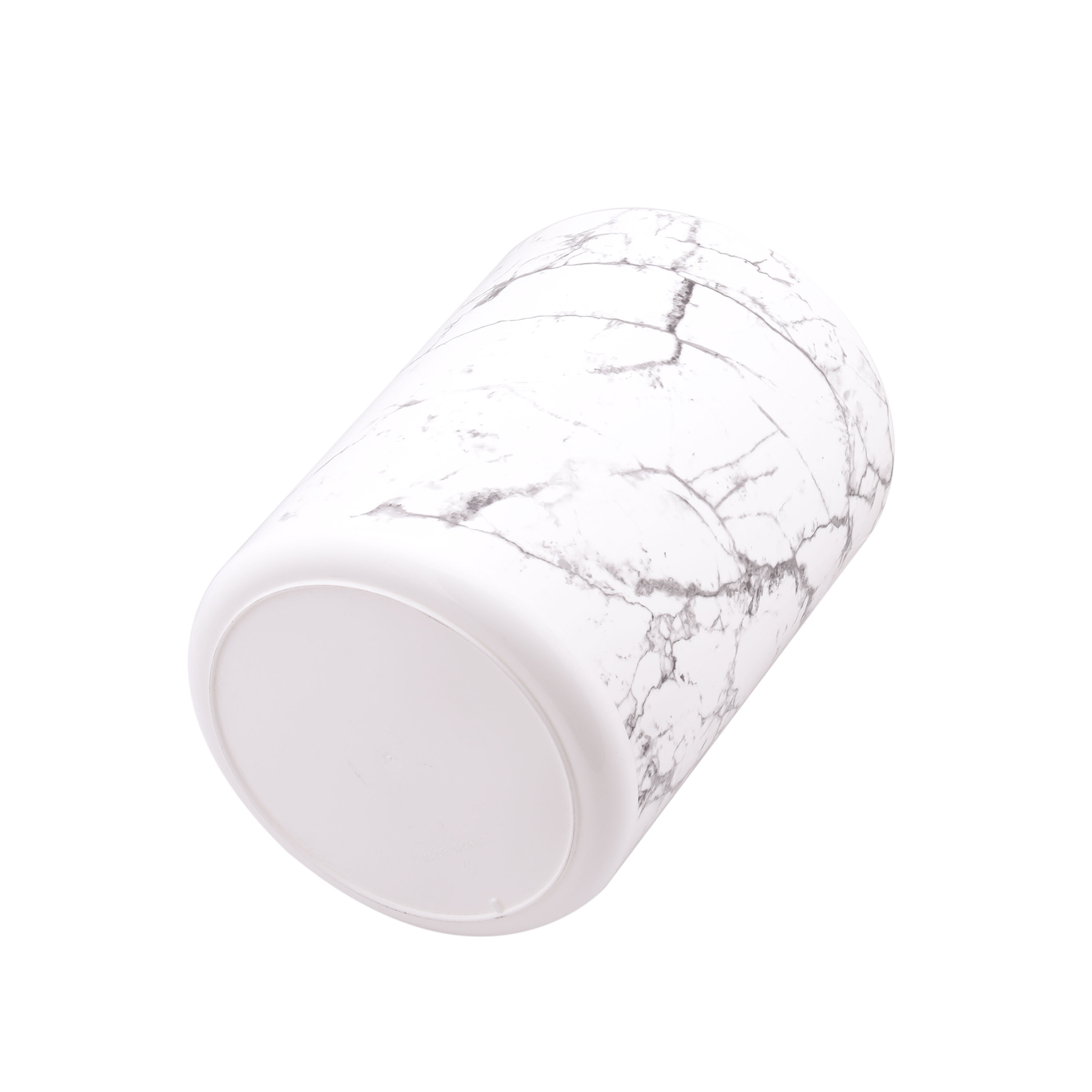 (2 pack) Mainstays Bathroom Trash Can, 5 Gallon Marble Plastic Garbage Bucket Bin with No Lid, White